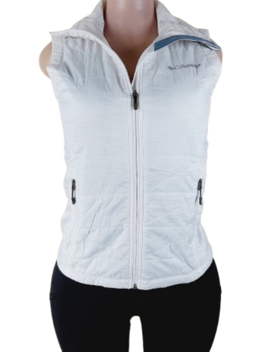 Columbia Women's White Omni-Heat Quilted Thermal Full-Zip Puffer Vest Size XS